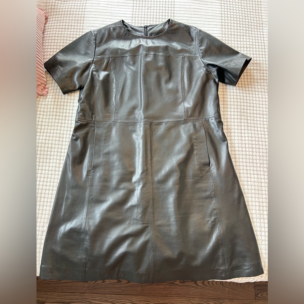 Elegant Black Real Leather Dress